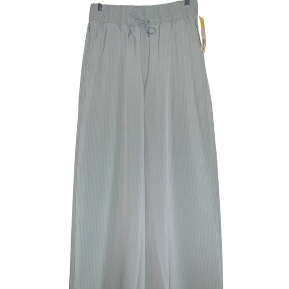 All In Motion Womens Green Ribbed Wide Leg Lounge Pants Stretch Pockets Medium - Picture 3 of 9